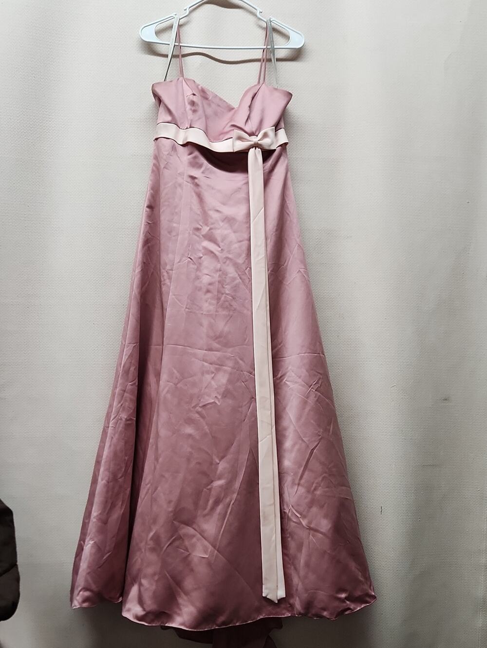 Alfred Angelo Dusty Rose Satin Formal Dress with Pink Sash